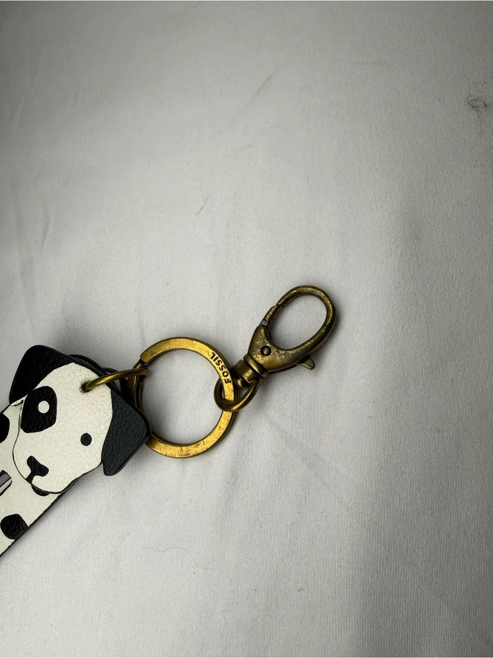 Fossil Dalmatian Dog Genuine Leather Keychain Key Fob Bag Charm